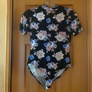 Black floral bodysuit